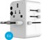 Cestovní adaptér FIXED pro EU, UK a USA/AUS, s 3xUSB-C a 2xUSB výstupem, GaN, PD 65W, bílý