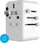 Cestovní adaptér FIXED pro EU, UK a USA/AUS, s 3xUSB-C a 2xUSB výstupem, GaN, PD 65W, bílý