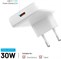Síťová GaN nabíječka FIXED Slim s USB-C výstupem a podporou PD, 30W, bílá