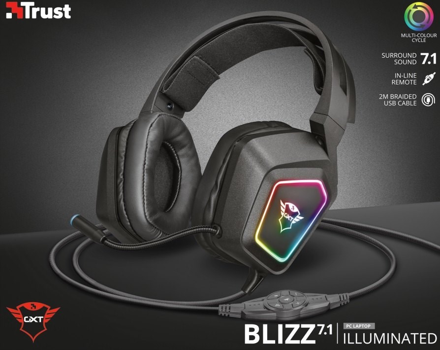 Trust GXT 450 Blizz RGB 7.1 Surround Gaming USB kabel