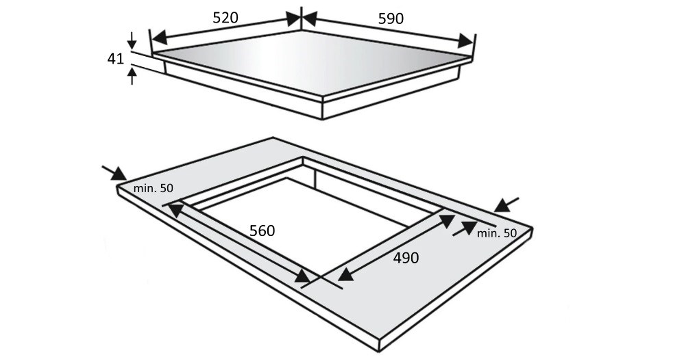 Kluge KPV6010B rozměry desky