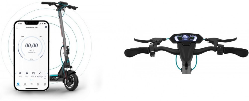 Lamax eRacer SC50 displej a aplikace
