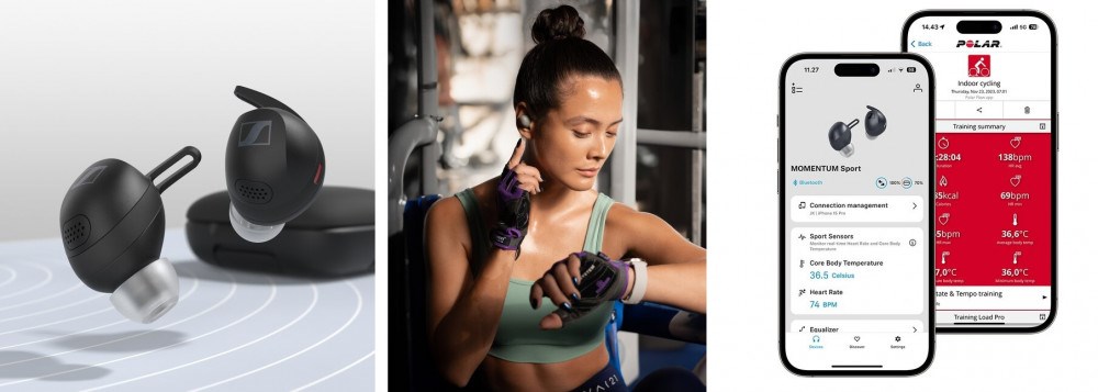 Sennheiser MOMENTUM Sport monitoring tepu a teploty