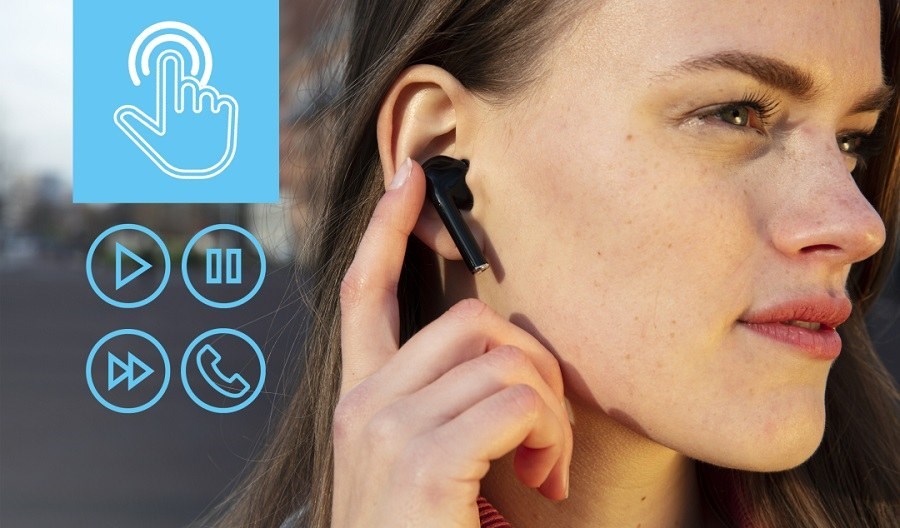 Trust Nika Touch Bluetooth Wireless Earphones ovládání na sluchátku