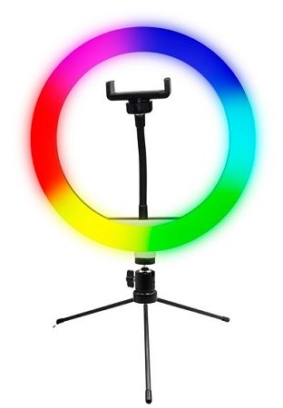 Powerton Kruhové světlo 10" RGB tripod a držák na mobil