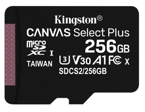 Kingston Canvas select plus microSDXC 256GB Class 10 + SD adaptér