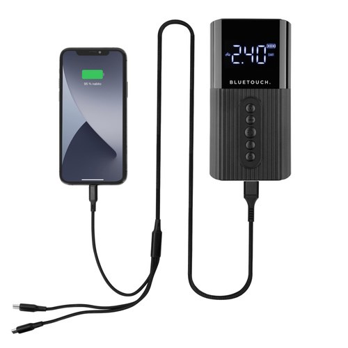 Bluetouch kompresorem s powerbankou 4 režimy nafukování