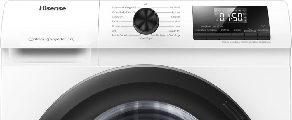 Hisense WFQE6012EVM parní funkce
