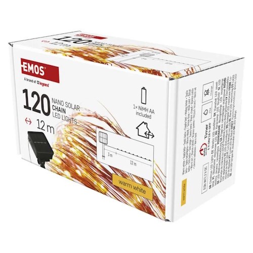 Emos D3ZW01 LED nano řetěz solar, 12m vnitřní i venkovní použití