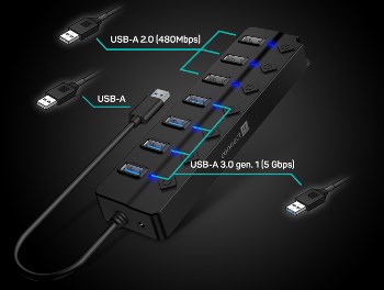 Connect IT CHU-5410-BK Mighty USB-A hub LED indikátory