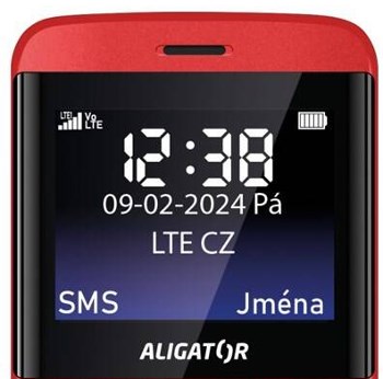 Aligator A910 Senior Red uhlopříčka 2,4 palců