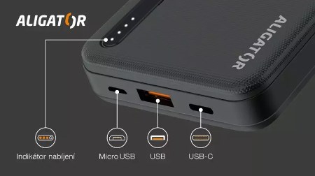 ALI PB Pow. Del. 20W, QC18W PBAL2050BK LED indikátory