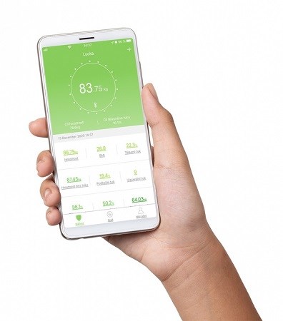 Concept VO4010 Osobní váha diagnostická 180 kg PERFECT HEALTH, bílá aplikace Feelfit