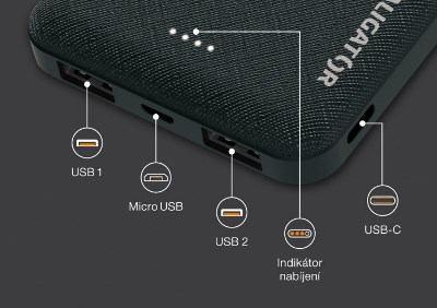 Powerbanka ALIGATOR PBAL1000, 10000mAh 2v1 trojnásobná ochrana