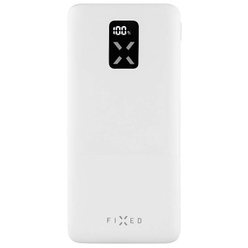 Powerbanka FIXED Zen 10 s LCD displejem a výstupem PD 20W, 10000 mAh, bílá tři přístroje najednou