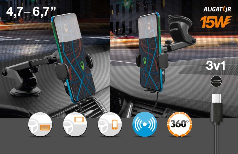 Aligator 3v1 HAK02 bezdrátové nabíjení