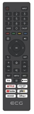 ECG 43USV252 diaľkový ovládač s hbbtv