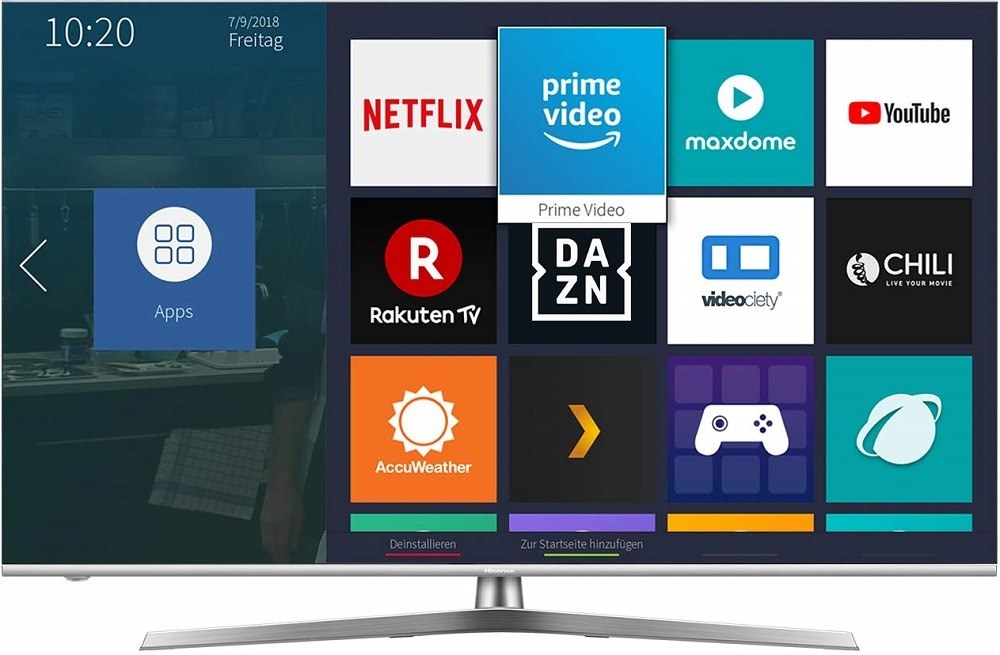 Hisense H55U8B aplikace systému VIDAA U