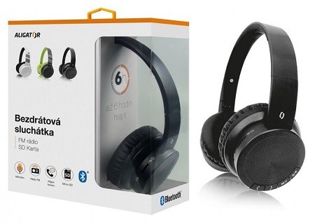 Bluetooth sluchátka Aligator AH02 černá zabudovaný mikrofon