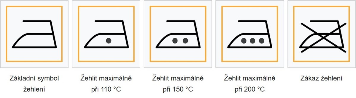 Symboly pro žehlení