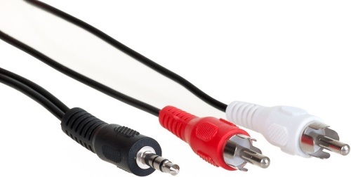 Levně Aq reproduktorový kabel Kam012 - stereo audio kabel s konektory 3,5 mm Jack - 2 x Rca, délka 1,2 m