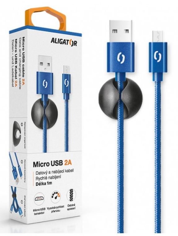 Aligator Datový kabel premium 2A,MicroUSB,modrý DATKP13