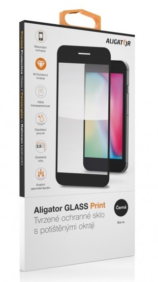 Levně tvrzené sklo pro mobilní telefon Ochranné tvrzené sklo Aligator Print, Realme C21, černá, celoplošné lepení