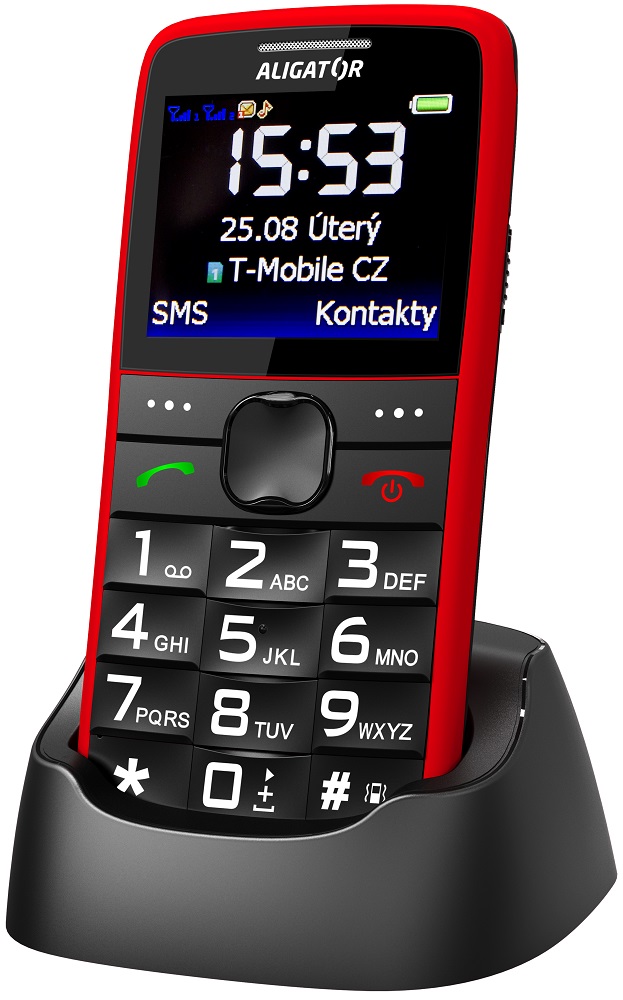 Levně Aligator mobilní telefon A675 Senior Red