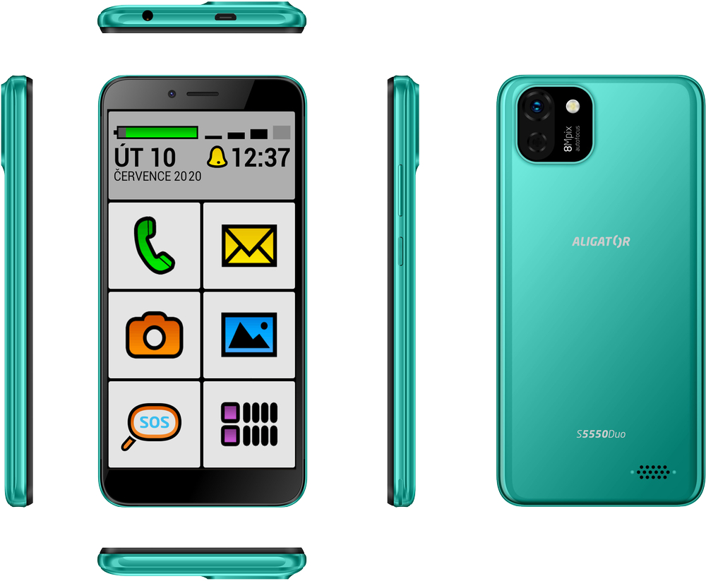 Levně Aligator smartphone S5550 Senior Green