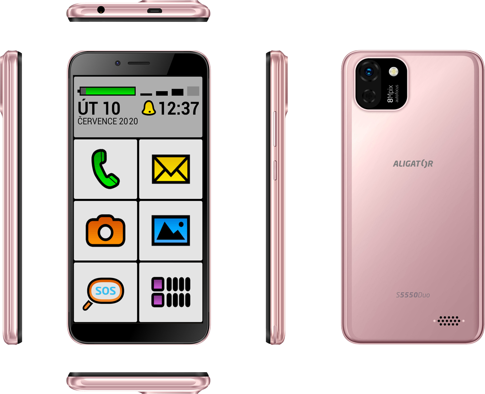 Levně Aligator smartphone S5550 Senior Pink Gold