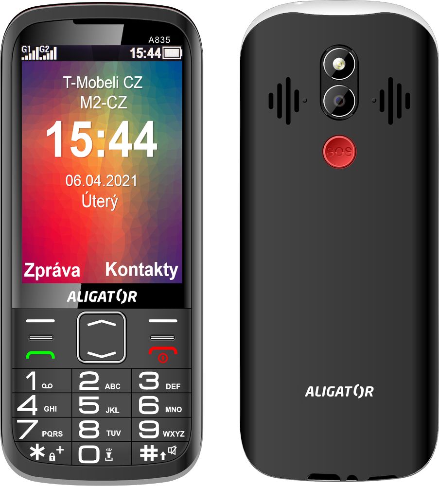 Levně Aligator mobilní telefon A835 Senior Black