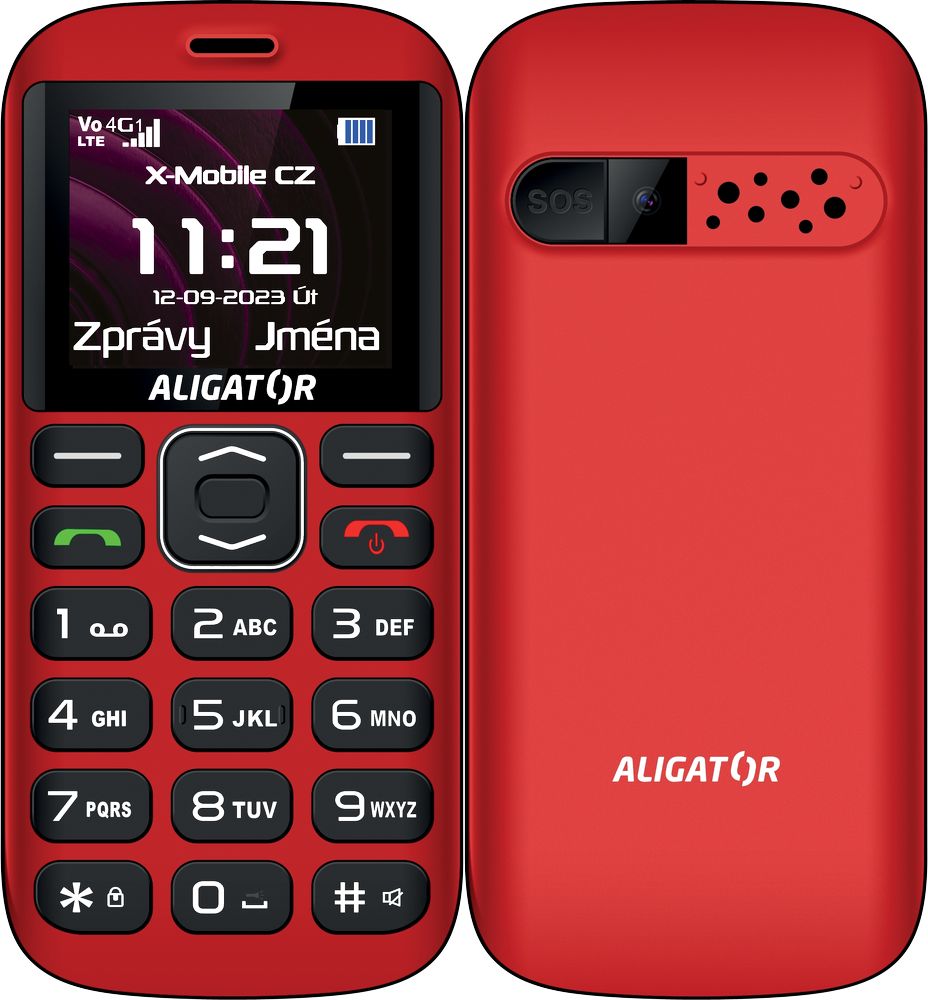 Levně Aligator mobilní telefon A720 4G Senior červeno-černý