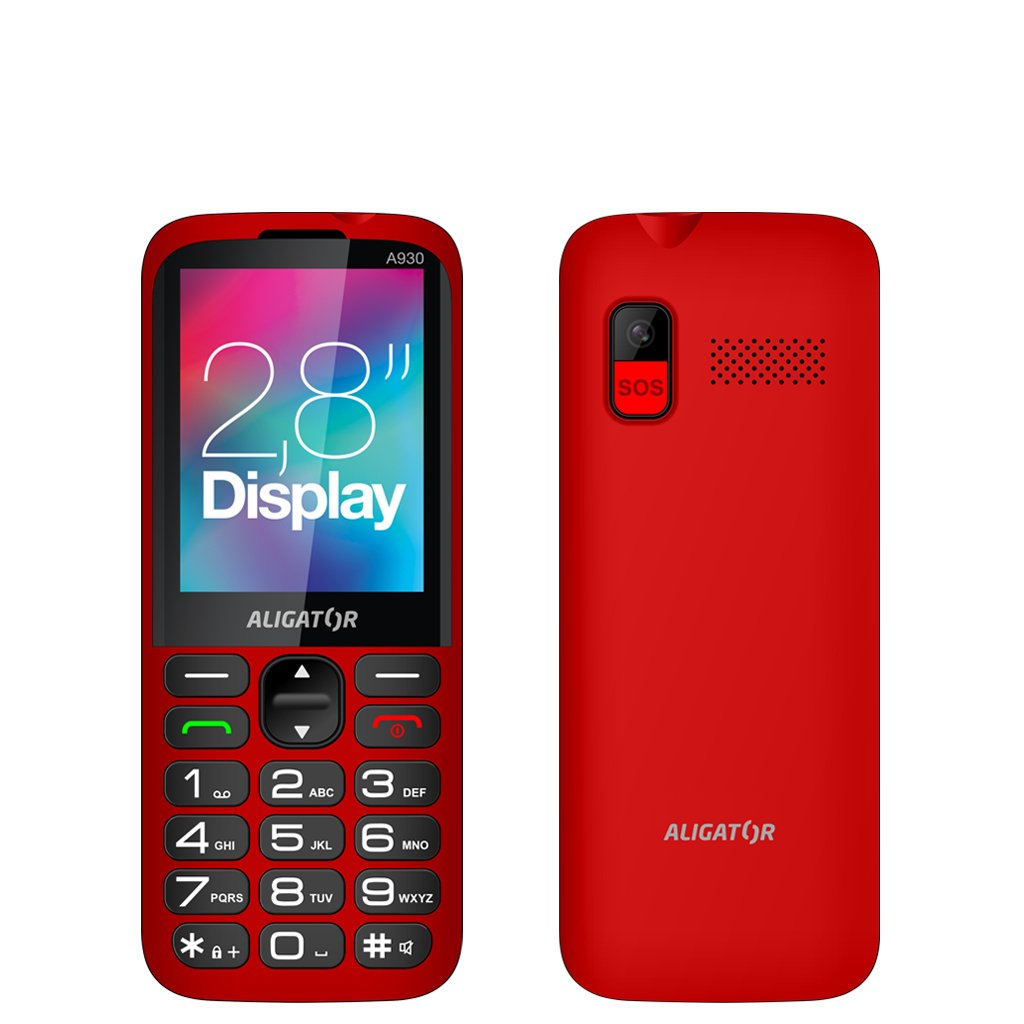 Aligator mobilní telefon A930 Gps Senior Red