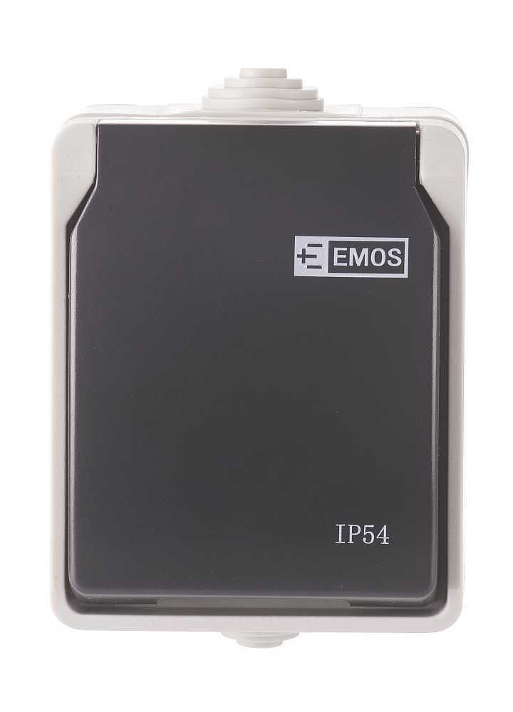 Levně Emos zásuvka A1397 Zás. nástě, šedo-černá, Ip54