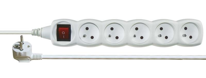 Emos Prodlužovací kabel s vypínačem – 5 zásuvky, 10m, bílý