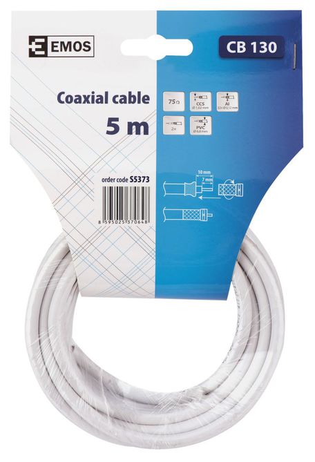 Levně Emos koaxiální kabel S5373 Kabel Koax.cb130 5M