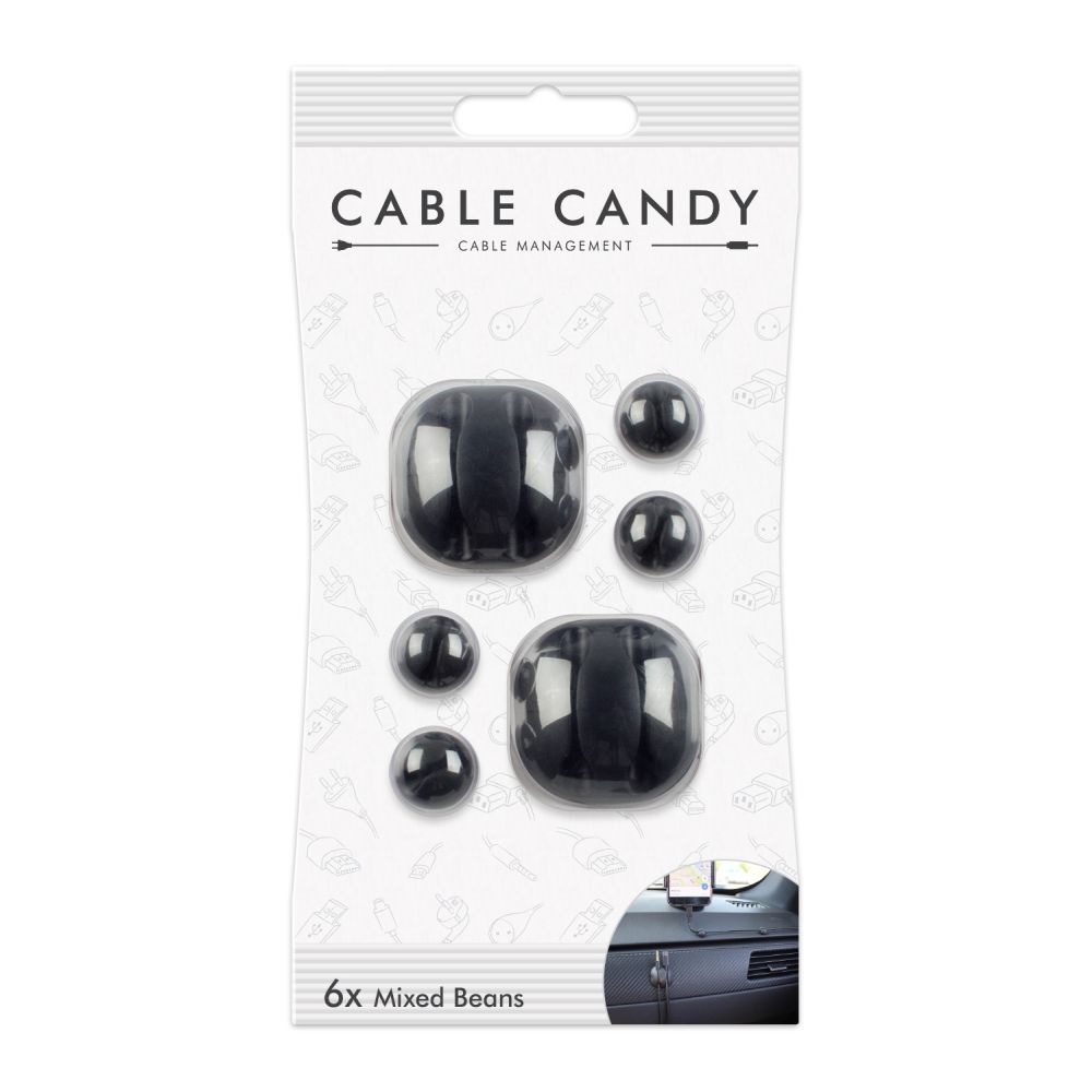 Kabelový organizér Cable Candy Mixed Beans, 6 ks, černý