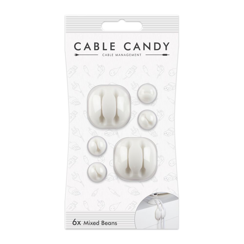 Kabelový organizér Cable Candy Mixed Beans, 6 ks, bílý