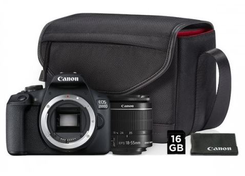 Canon EOS 2000D + 18-55 IS II + SB130 + 16GB karta, černá