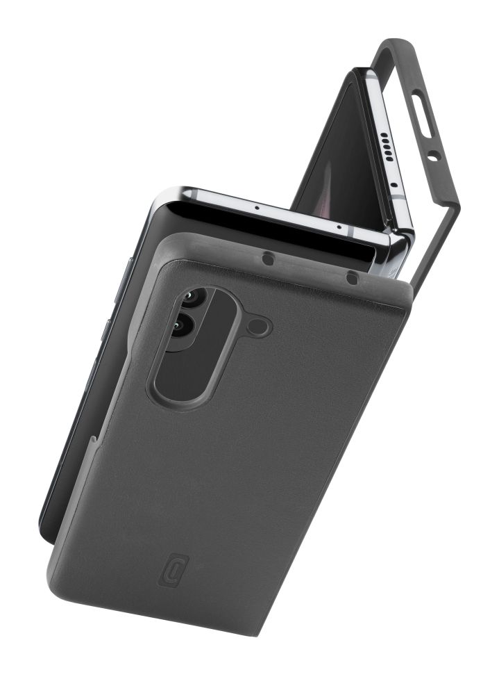 Ochranný kryt Cellularline Fit Duo pro Samsung Galaxy Z Fold5, PU kůže, černý