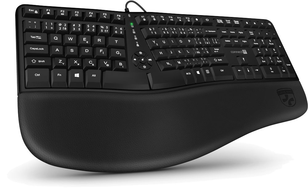 Connect IT for Health Ergo drátová ergonomická klávesnice, černá