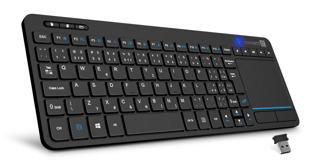 Connect IT Touch bezdrátová klávesnice + touch pad černá