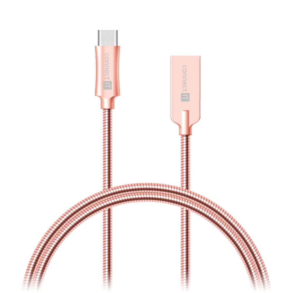 Levně Connect It kabel Cca-5010-rg Usb-c (Type C) - Usb, 1m, růžově-zlatý