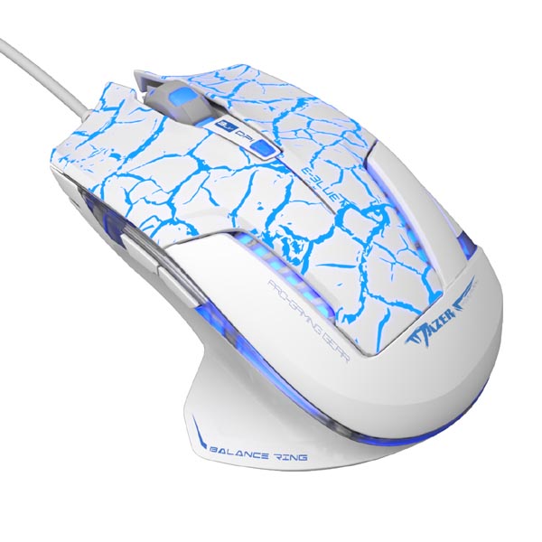 Levně E-blue myš Myš Mazer Pro,2500dpi, bílá/modrá