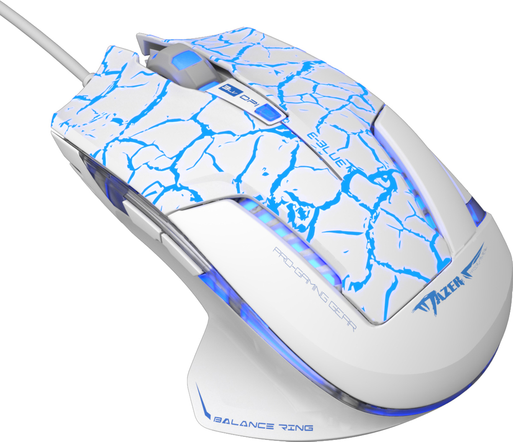 Levně E-blue myš Mazer Pro bílá/modrá ebox