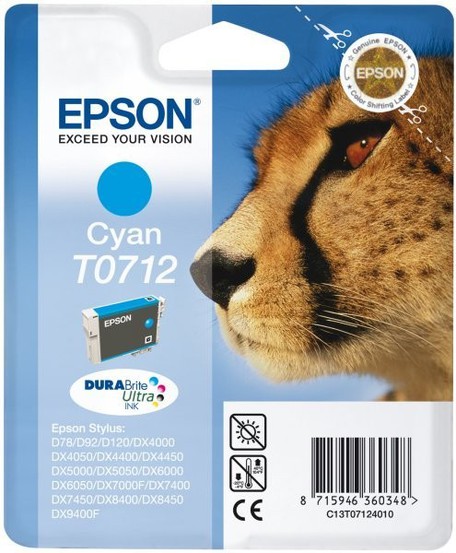 Levně Epson inkoust T0712 Cyan, C13t07124012