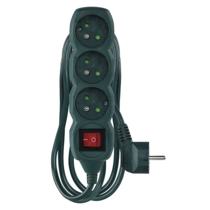 Emos P1312z Prodlužovací kabel 2 m / 3 zásuvky / s vypínačem / zelený / 1 mm2
