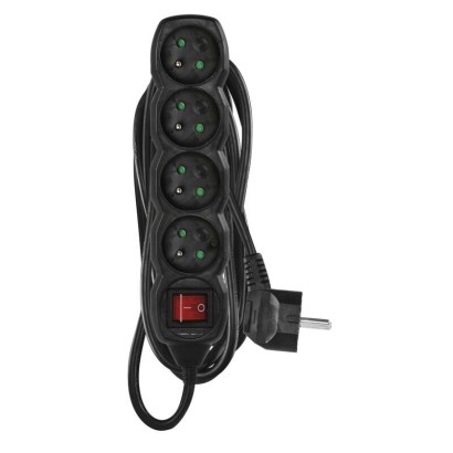 Emos Pc1415r Prodlužovací kabel s vypínačem – 4 zásuvky, 5m, černý