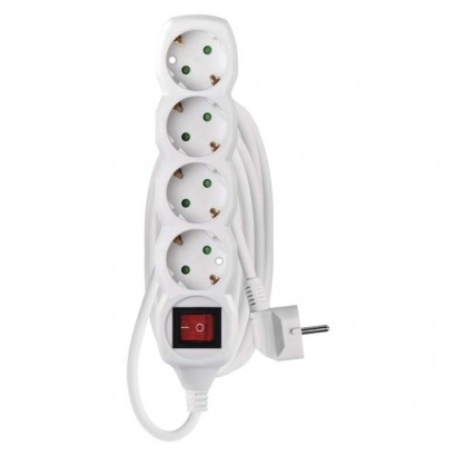 Emos P1423r Prodlužovací kabel 3 m / 4 zásuvky / s vypínačem / bílý / Pvc / 1,5 mm2