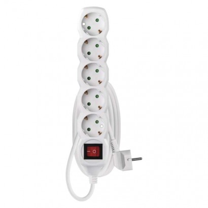 Emos P1522 Prodlužovací kabel 2 m / 5 zásuvek / s vypínačem / bílý / Pvc / 1 mm2